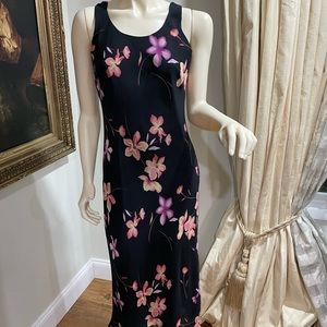 Mary McFadden floral black maxi dress